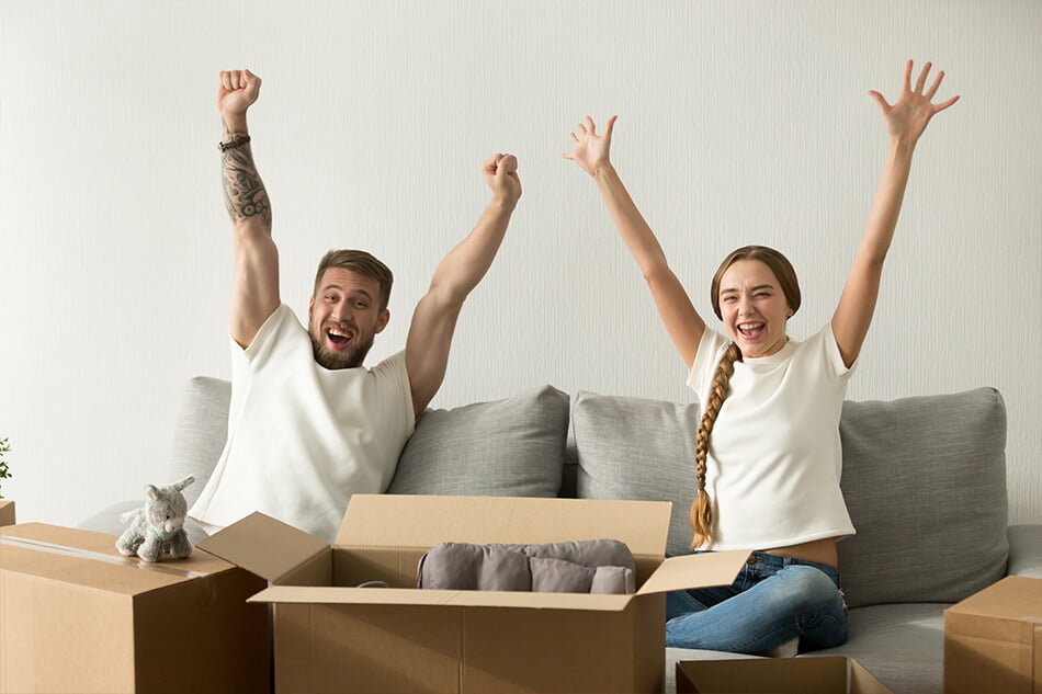 Couple finally moving in to their first home