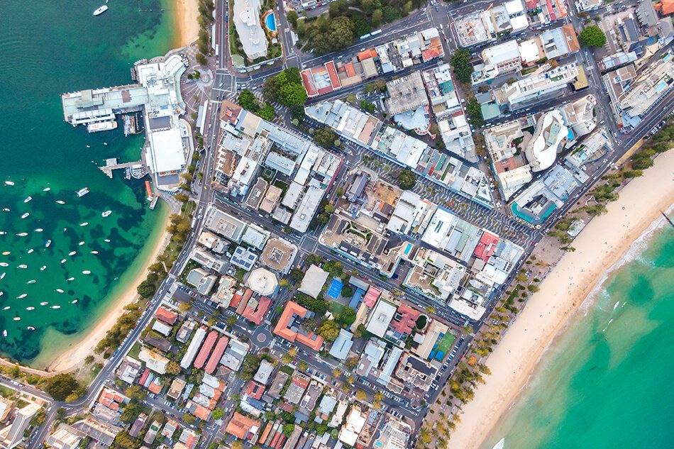 Aerial View Of Sydney Suburb Of Manly