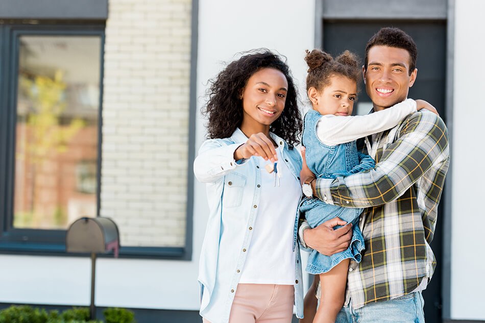 A family in their newly purchased first home