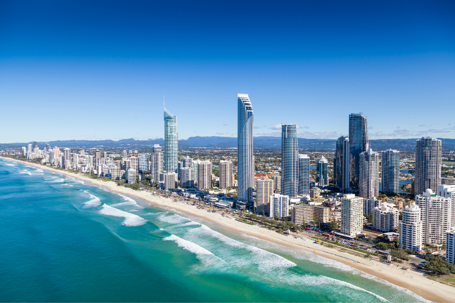 A stunning view of The Gold Coast strip, Queensland, Australia