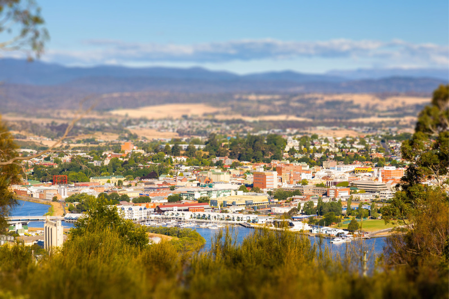 Overlooking Launceston on the Tamar River in TAS